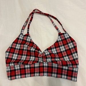 Mia Brazilia Halter Plaid Sports Bra